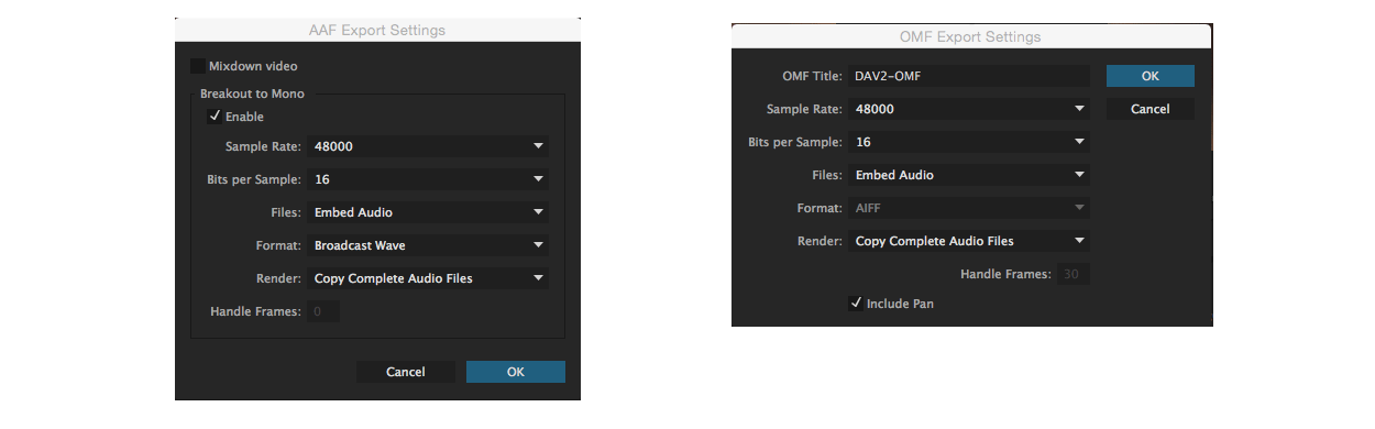 export dialog